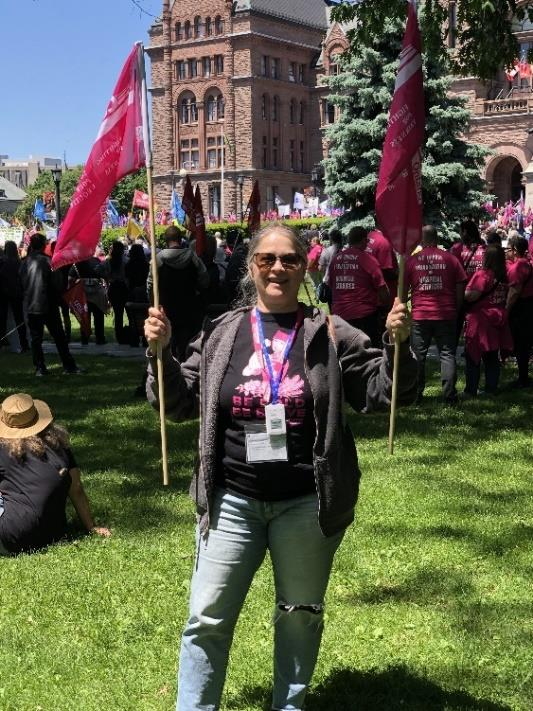 President Catherine Jenkins supporting Ontario Health Coalition Rally, May 30, 2024